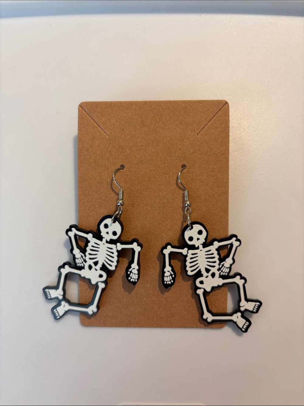 Fashion Jewelry Black and White Skeleton Drop Earrings
